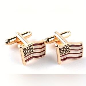 USA American Flag Goldtone Cuff Links NWT